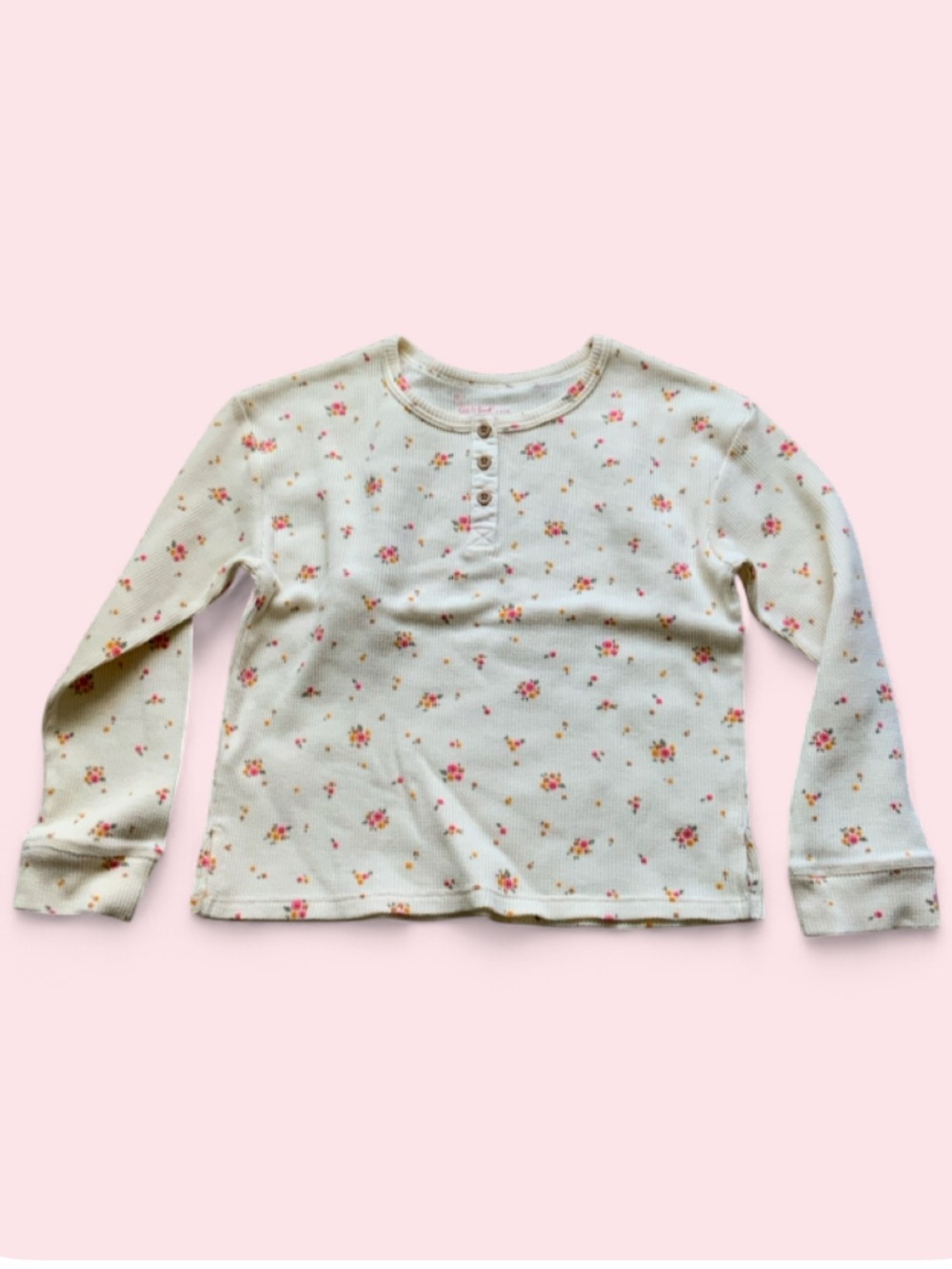 Cat & Jack Floral Thermal LS Top Girls Small 6/7